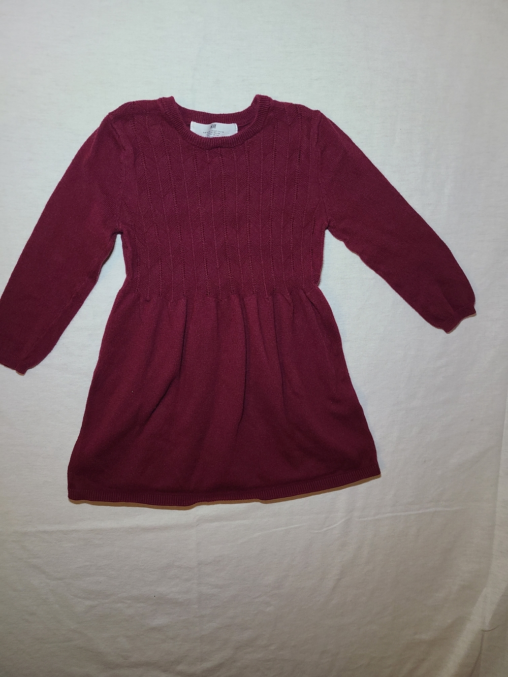 H&M Girls Knit Long-Sleeve Dress - Wine